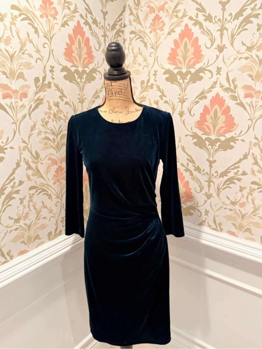 Eliza J Deep Teal Velvet Midi Dress